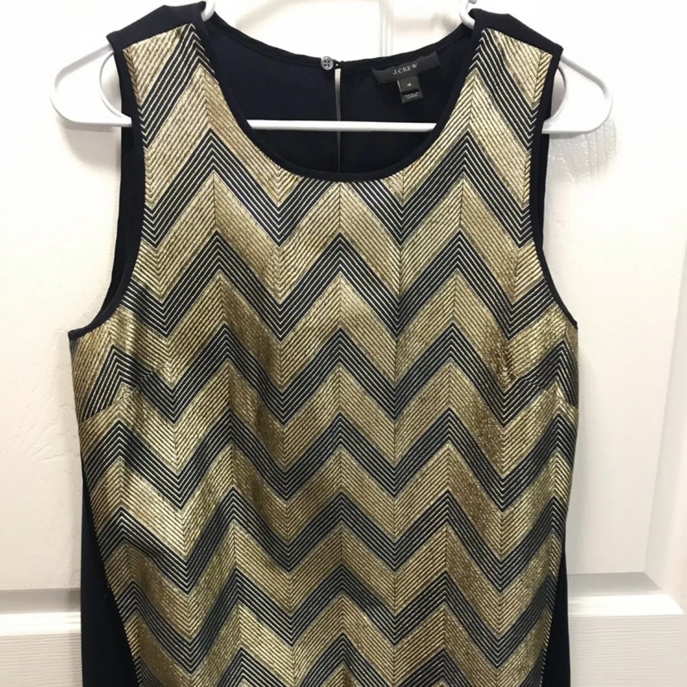J. Crew Gold and Black Chevron Sleeveless Top